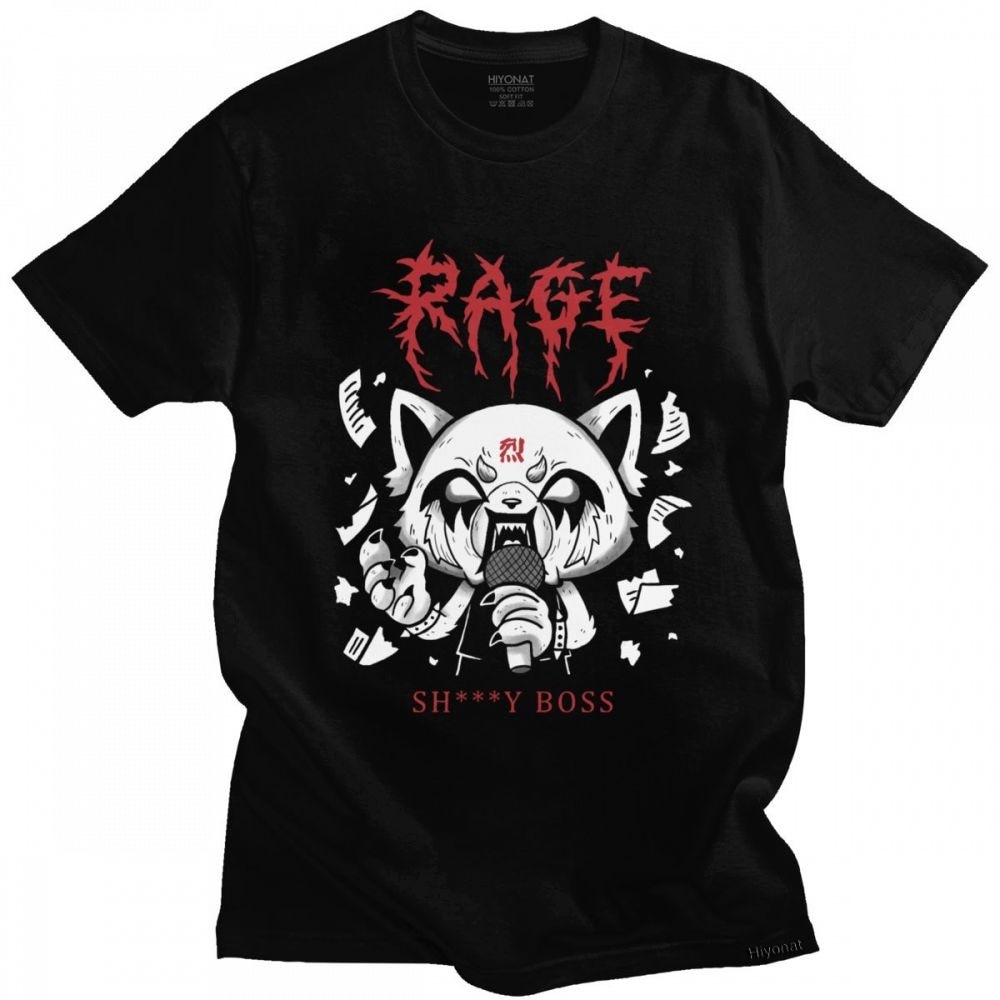 Funny Men T Shirt Aggretsuko Aggressive Retsuko Karaoke Rage Mood Short Sleeve Pure Cotton T shirt - Aggretsuko Merch